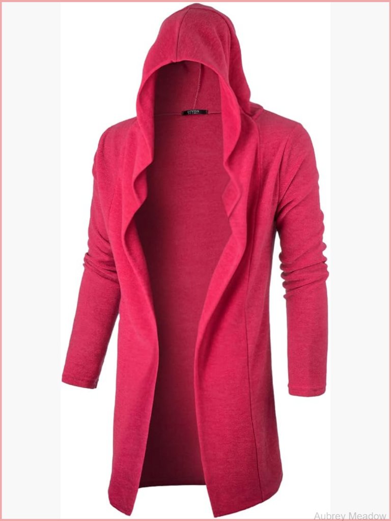 Longline Hooded Cardigan Ruffle Shawl Collar Open Front Drape Cape Overcoat